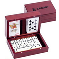 Wooden Domino Set w/ 2 Decks of Playing Cards